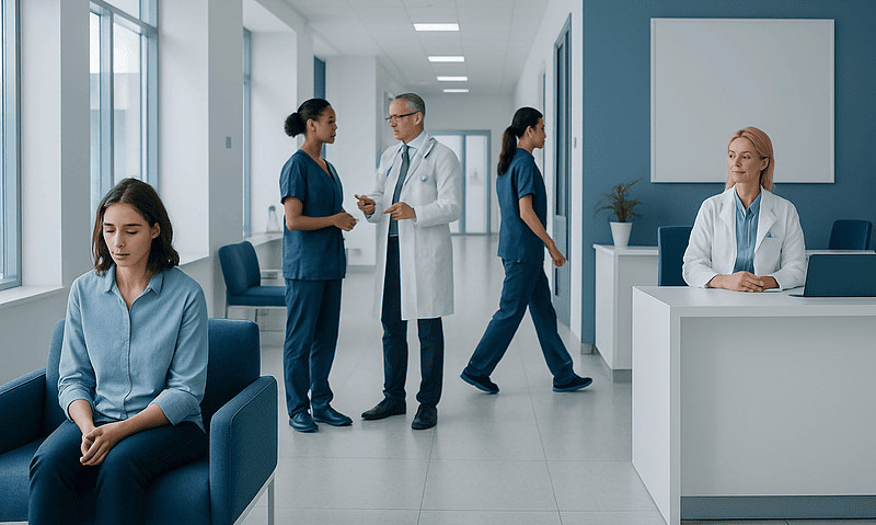 Burning micturition treatment: Common Causes, Warning Signs, and When to Worry 16 Medical consultation in a modern hospital corridor with healthcare professionals and patients.