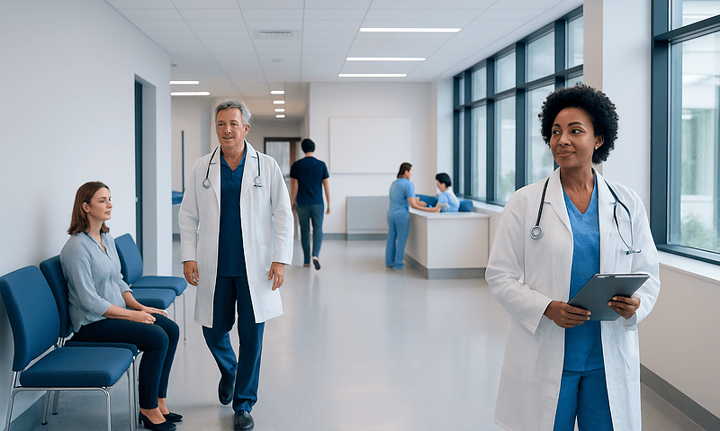 Butternut Squash Nutrition: Benefits, Risks, and Safe Use 5 Healthcare professionals and patients in a modern hospital corridor.