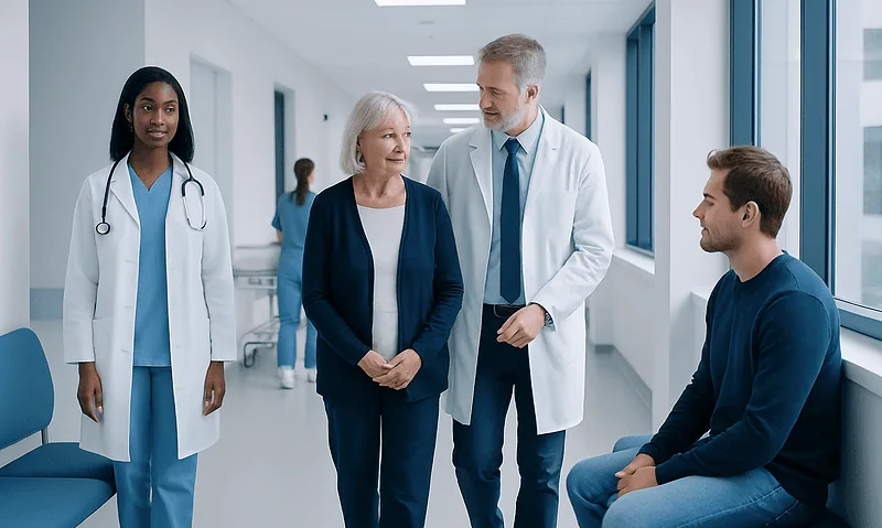 Coconut Milk Substitute: What Patients Need to Know 7 Medical team consulting with patient in hospital corridor.