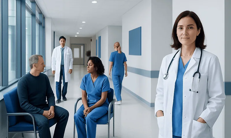 Canela: A Complete Medical Overview 7 Healthcare professionals and patient in a modern hospital corridor.