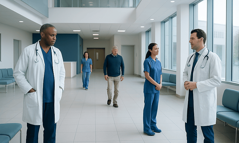 Cascara Sagrada: An Evidence-Based Guide for Patients 5 Medical team and patients in a modern hospital corridor.