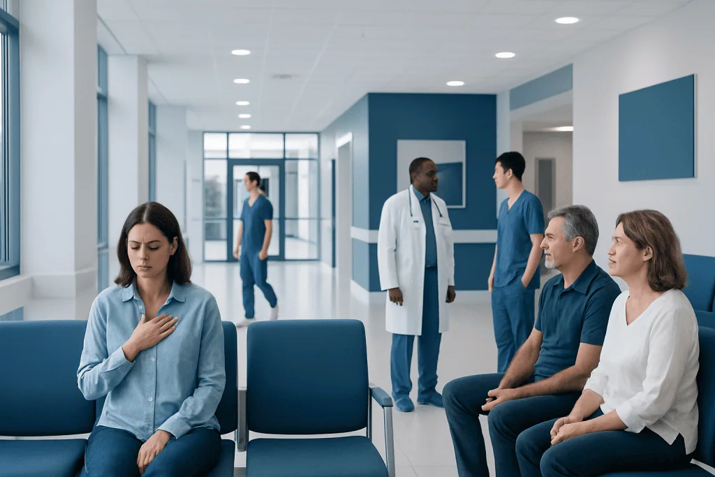 Chest congestion: What Works at Home, What Doesn't, and When to See a Doctor 1 Patient experiencing chest discomfort in a hospital waiting area.