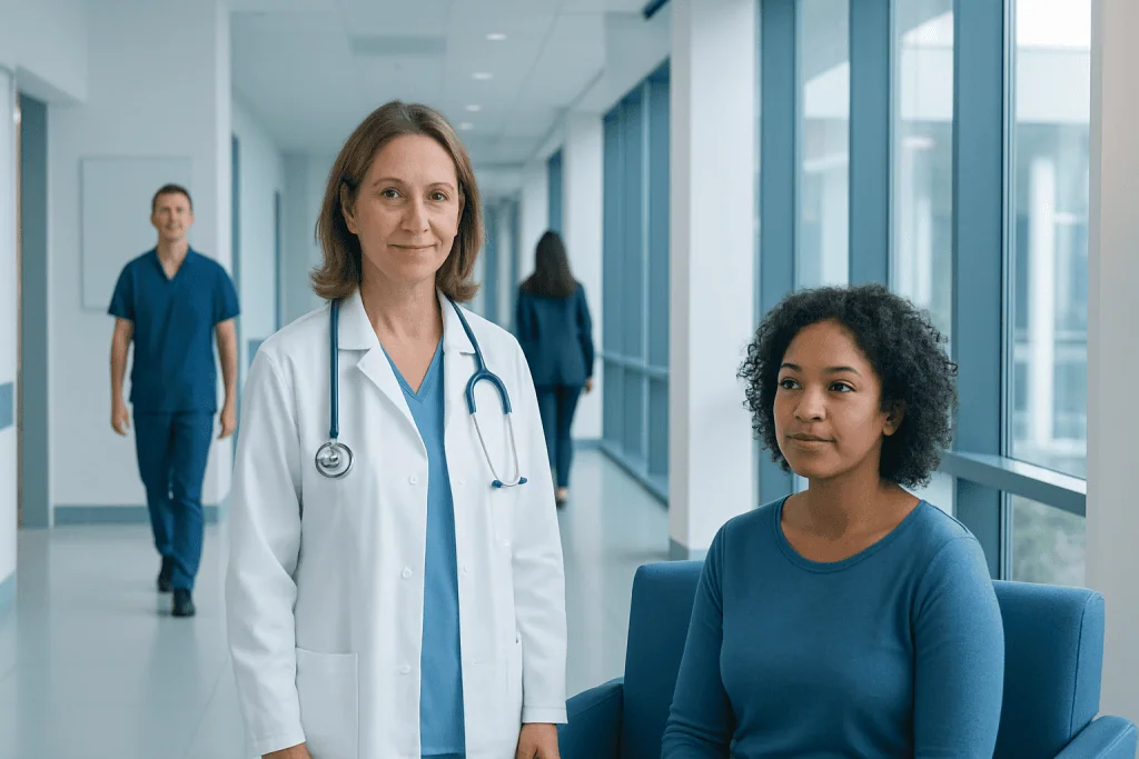 Chicory Root: What Patients Need to Know 1 Doctor consulting a patient in a modern hospital corridor.