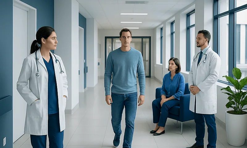 Chloride Blood Test: What Low and High Levels Mean — and What to Do Next 1 Patient walking in hospital corridor with medical staff nearby.