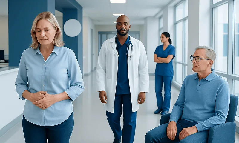 Clindamycin Side Effects: Uses, Dosage, and Side Effects — A Clinical Overview 4 Patients and healthcare professionals in a hospital corridor.