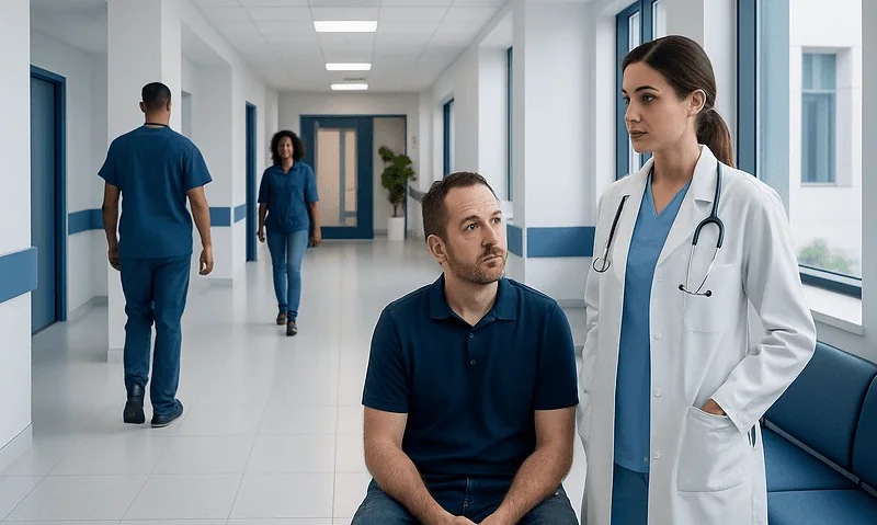Creatinine Blood Test: What Low and High Levels Mean — and What to Do Next 7 Doctor consulting with patient in hospital corridor.