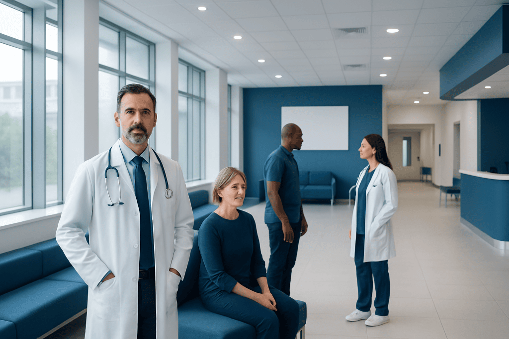 Deuteranomaly: What Patients Need to Know 1 Medical team at Acibadem Hospital discussing patient care in a modern facility.