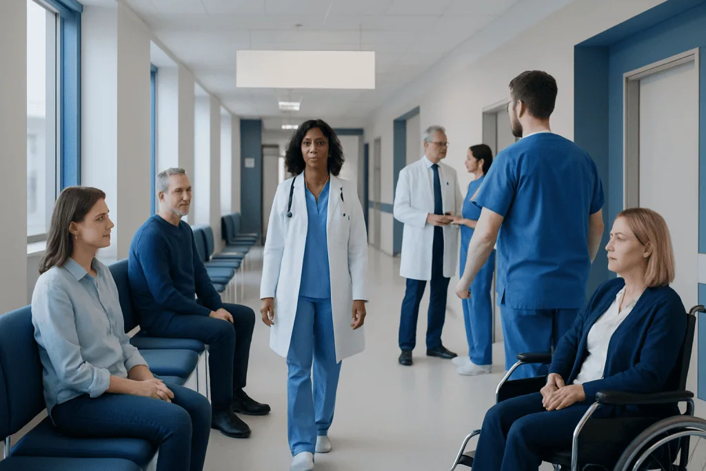 Dramamine: A Complete Medical Overview 1 Medical team in hospital corridor with patients and staff.