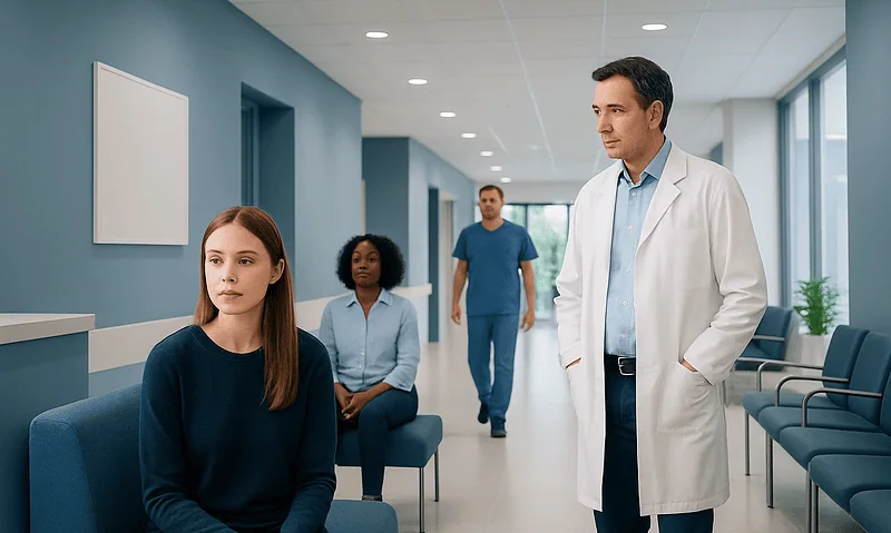 Dyslexia: What Patients Need to Know 11 Doctor consulting with young girl in hospital corridor.