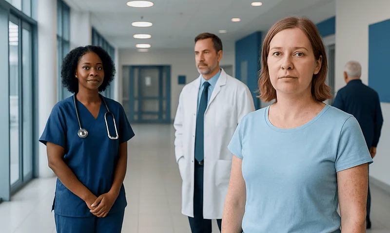 What Does Eczema Look Like? Here Is What the Evidence Says 1 Patient and healthcare professionals in hospital corridor at Acibadem Hospitals Group.
