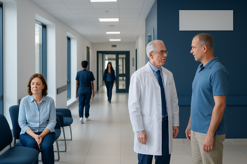 Emphysematous — Explained by Medical Evidence, Not Myths 1 Medical professionals and patient in hospital corridor at Acibadem Hospitals Group.