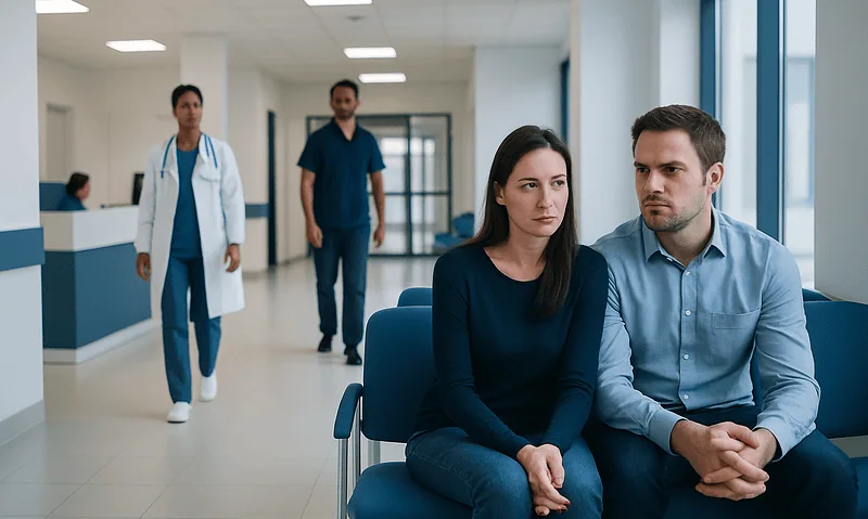 Patients waiting in a hospital corridor at Acibadem Hospitals Group.