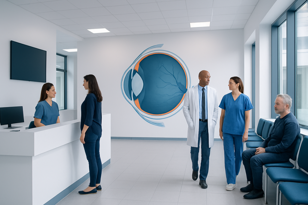 Eye Anatomy — Explained by Medical Evidence, Not Myths 1 Medical team discussing eye anatomy in a modern clinic setting.