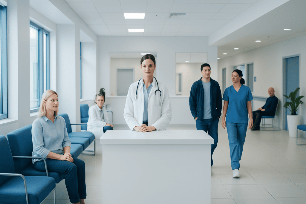 Farxiga 10mg: What Patients Need to Know 1 Medical staff and patients in a modern hospital corridor.
