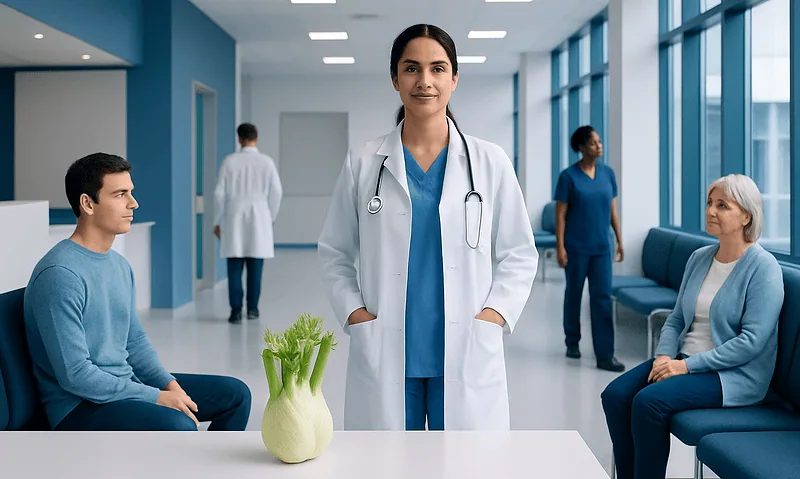 Fennel: What Patients Need to Know 10 Healthcare professional with patients in a modern hospital corridor.