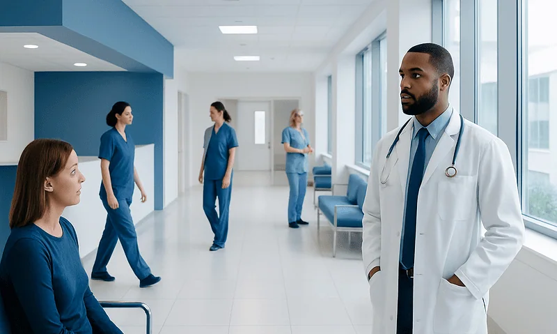 Flexibility: What Patients Need to Know 5 Medical team in hospital corridor discussing patient care.