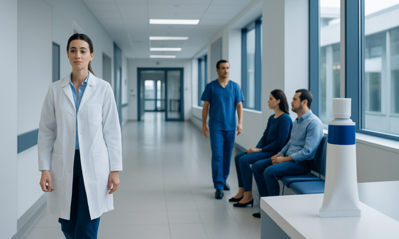 Medical professionals in a hospital corridor at Acibadem Hospitals Group.