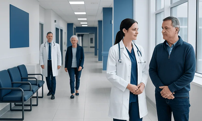 Fluvoxamine: What Patients Need to Know 7 Healthcare professionals in a hospital corridor discussing patient care.