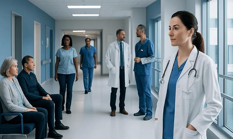 Free T4 Blood Test: What Low and High Levels Mean — and What to Do Next 7 Medical team and patients in a hospital corridor at Acibadem Hospitals Group.