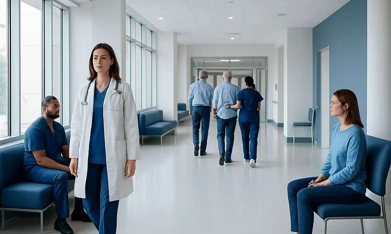 Genes — Explained by Medical Evidence, Not Myths 8 Medical staff and patients in a modern hospital corridor.