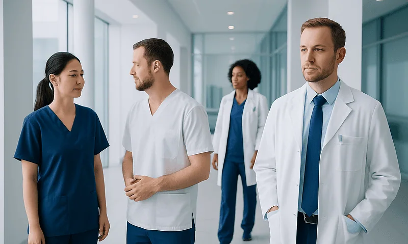 Glutamate: An Evidence-Based Guide for Patients 13 Medical team in hospital corridor discussing patient care.