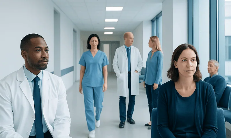 Habits: What Patients Need to Know 6 Diverse medical team in hospital corridor discussing patient care.