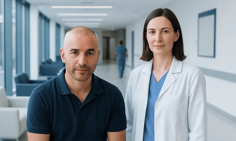 Medical consultation at Acibadem Hospitals Group with doctor and patient.