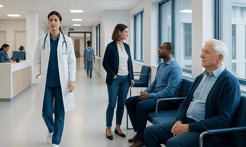 HDL Cholesterol: What Patients Need to Know 15 Medical staff and patients in a hospital corridor at Acibadem Hospitals Group.