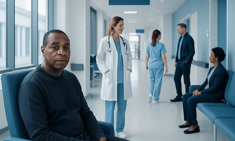 How to Get Rid of a Black Eye? Causes, Explanations, and Next Steps 10 Diverse patients and medical staff in a modern hospital corridor.