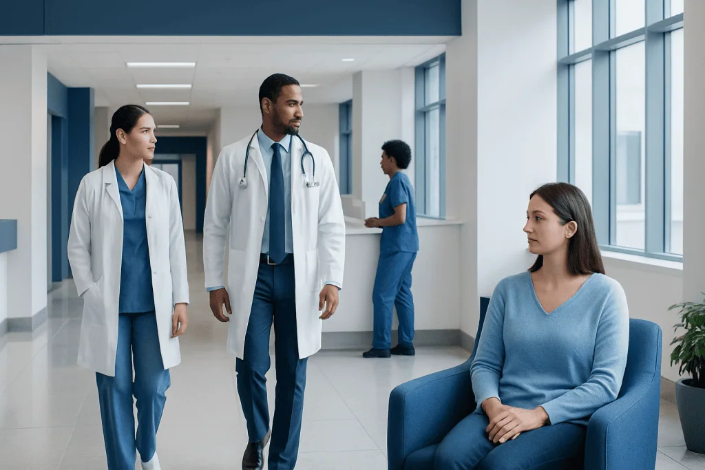 How to Increase Progesterone? Here Is What the Evidence Says 1 Medical team consulting with patient in hospital corridor.