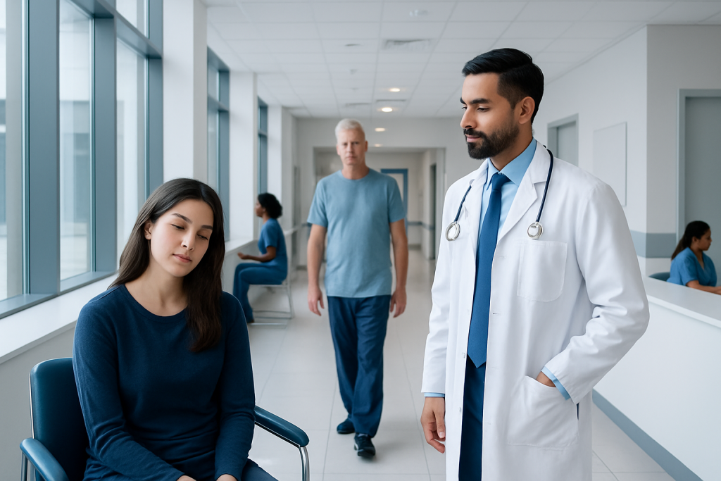 Remedies for Sleep Deprivation: What Patients Need to Know 1 Doctor consulting a patient in a hospital corridor.