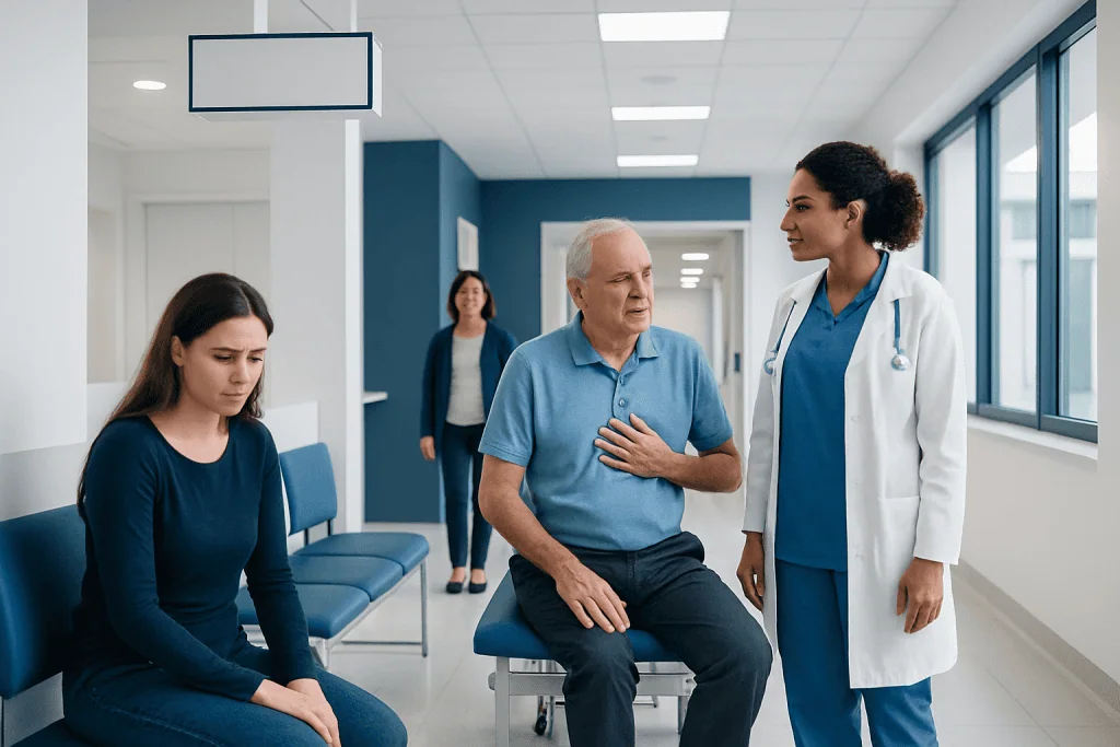Hyperkalemia Symptoms Explained: Common Triggers and Red Flags 1 Doctor consulting with elderly patient in hospital corridor.