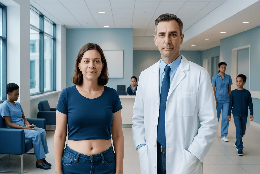 Belly Buttons Innies and Outies: What Patients Need to Know 1 Patient and doctor in hospital corridor at Acibadem Hospitals Group.