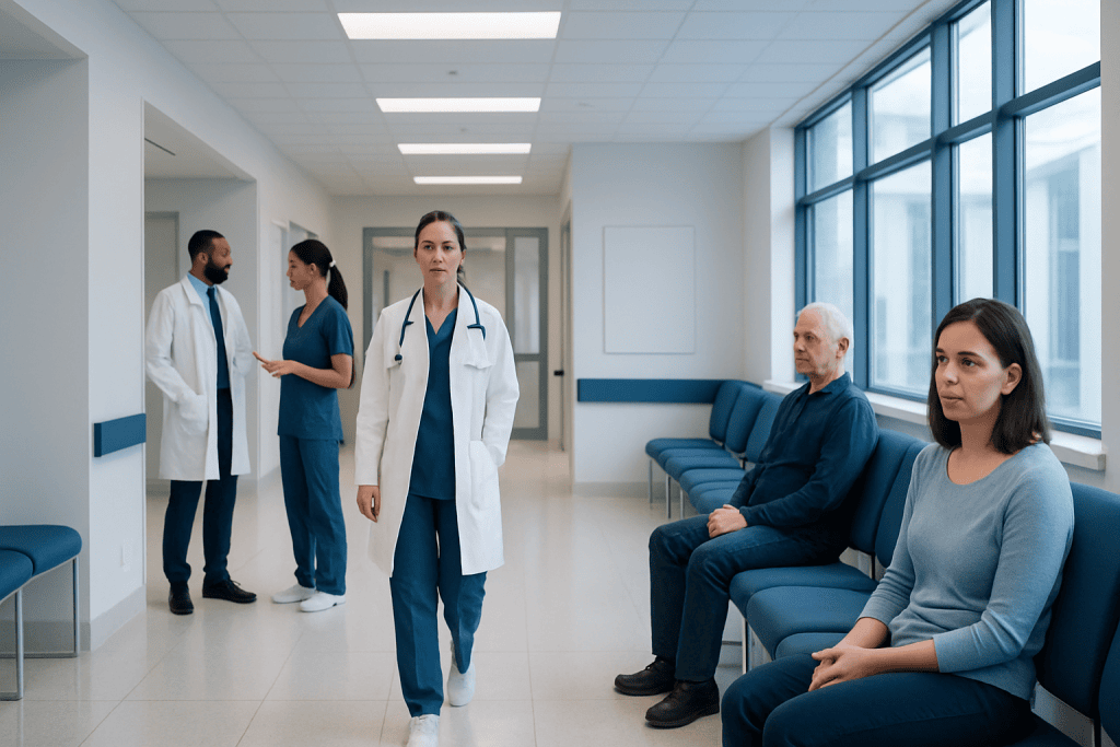 Insomia — Explained by Medical Evidence, Not Myths 1 Medical staff and patients in a hospital corridor with large windows.