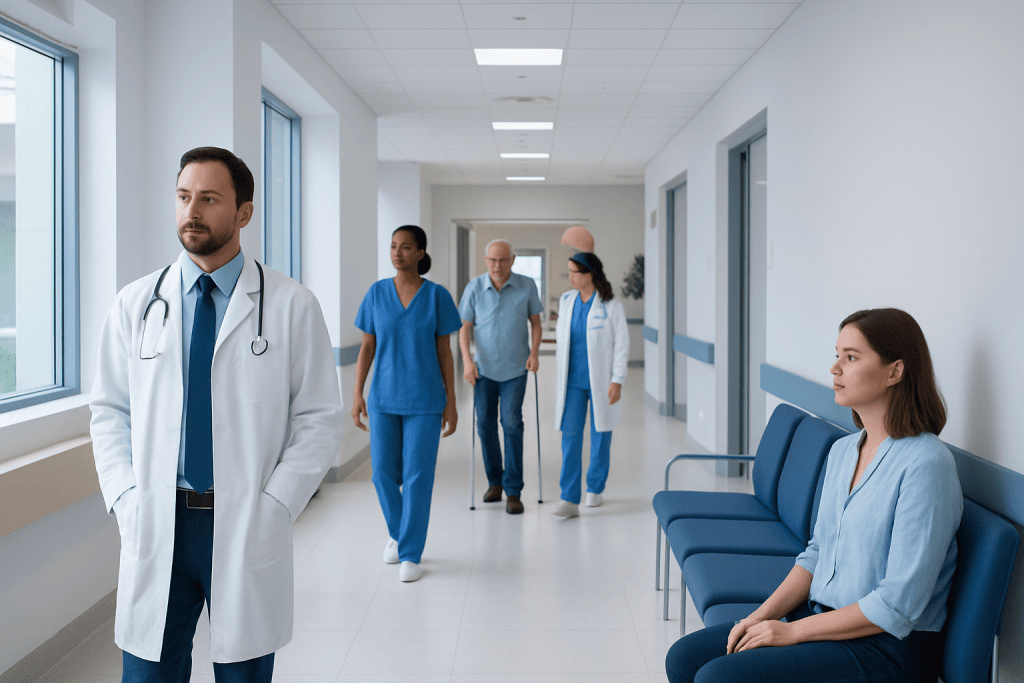 Intoxicating — Explained by Medical Evidence, Not Myths 1 Medical team walking in hospital corridor with patient sitting nearby.