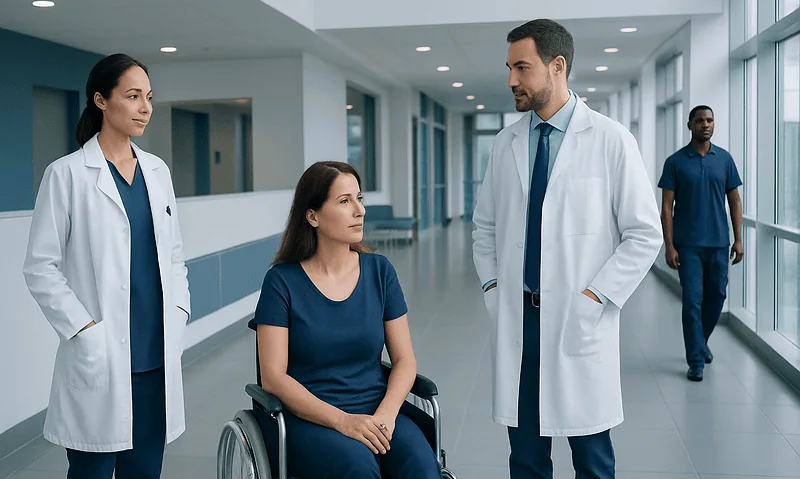 Iron for Low Iron Explained: Reference Ranges and What Affects Them 2 Medical team consulting a patient in a hospital corridor.
