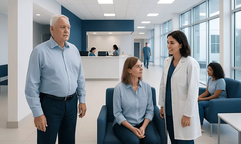 What Is a Dangerous Level of A1C? A Doctor-Reviewed Answer 18 Doctor consulting with patient in modern hospital waiting area.