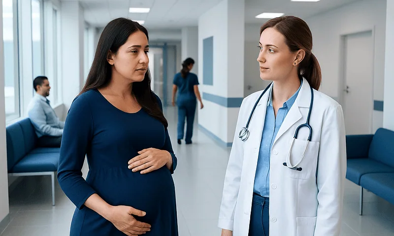 High Risk Pregnancy Explained: Causes, Management, and When to See a Doctor 17 Pregnant woman consulting with a doctor in a hospital corridor.