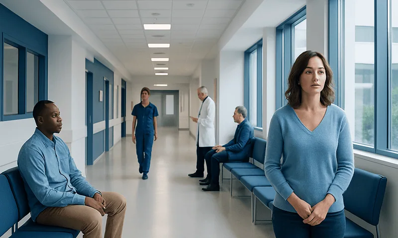 How long after drinking water do you pee: Common Causes, Warning Signs, and When to See a Doctor 11 Patients waiting in a hospital corridor with medical staff nearby.