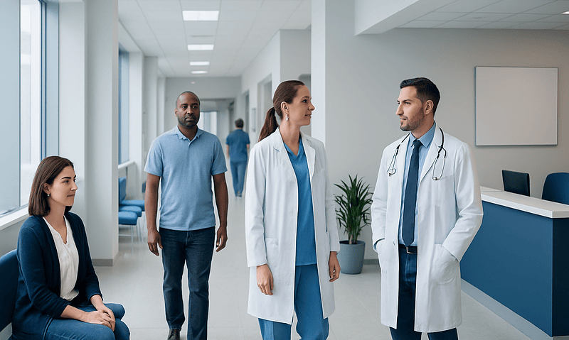 What is dopamine? A Doctor-Reviewed Answer 7 Medical team discussing patient care in hospital corridor.