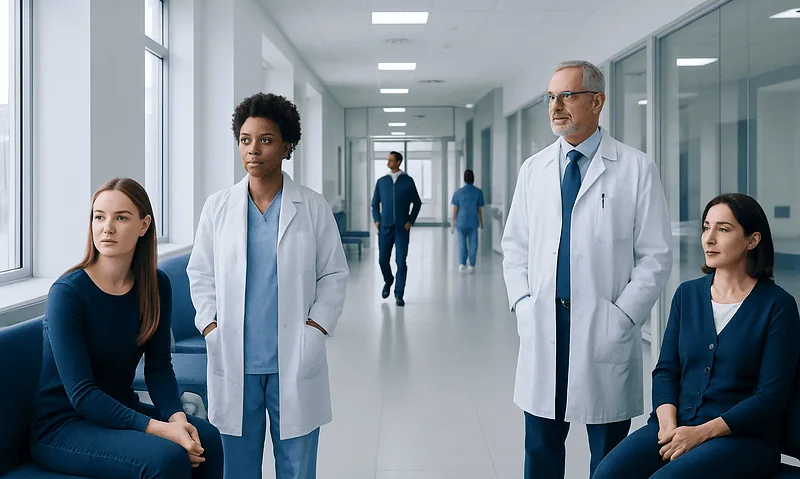 Understanding Pica Disorder: A Complete Patient Guide 14 Medical team in hospital corridor during a patient consultation.