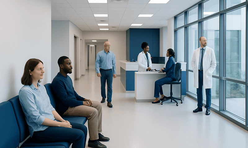 Best Time to Take Ashwagandha: An Evidence-Based Guide for Patients 5 Patients waiting in a modern hospital corridor with medical staff nearby.