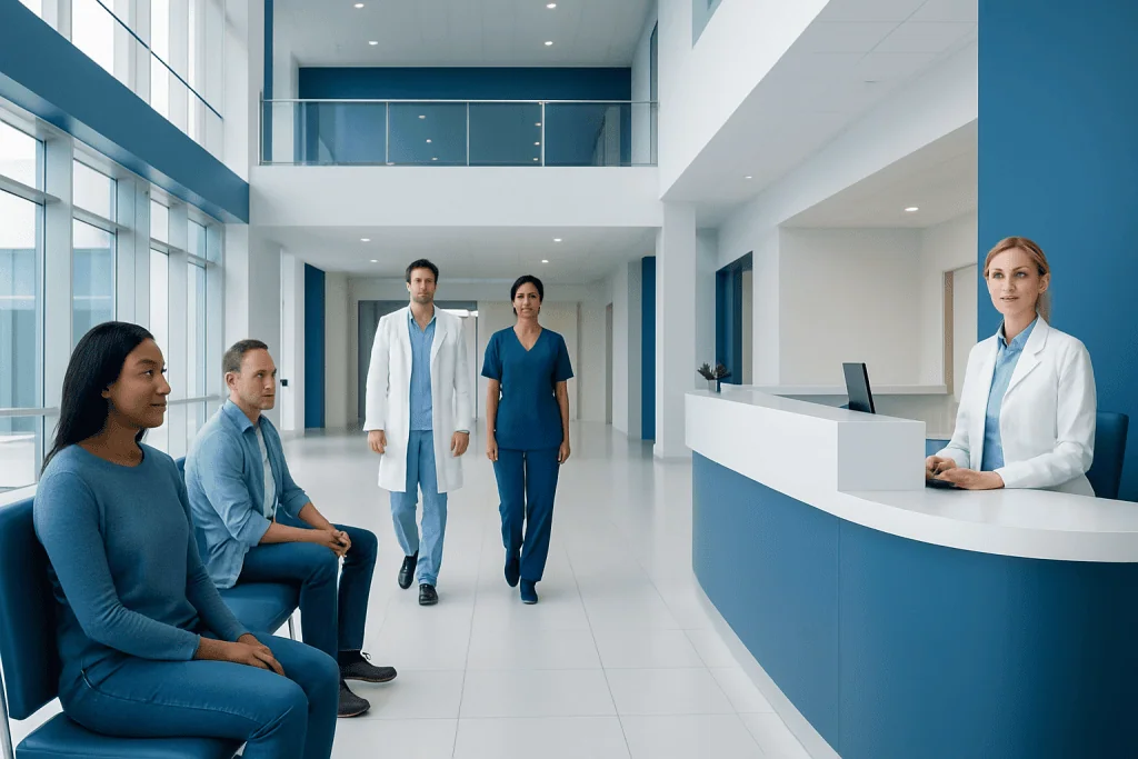 Asexual: A Complete Medical Overview 1 Medical team waiting in hospital lobby at Acibadem Hospitals Group.