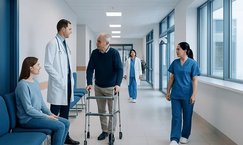 Voltaren Pill: What It Treats, How It Works, and What to Watch For 8 Hospital staff assisting elderly patient in a corridor.