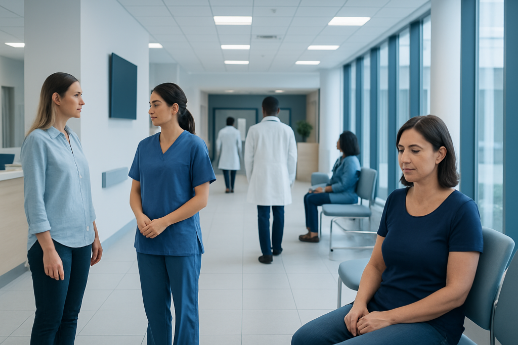 How to increase estrogen: A Complete Medical Guide for Patients 1 Medical staff and patients in a hospital corridor at Acibadem Hospitals Group.