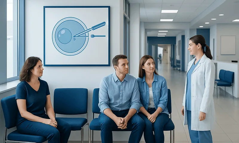 Patients waiting for IVF consultation at Acibadem Hospital.