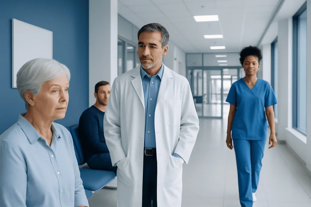 Jardiance Side Effects: Uses, Dosage, and Side Effects — A Clinical Overview 1 Medical team consulting with elderly patient in hospital corridor.