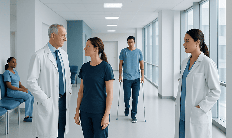 Medical consultation at Acibadem Hospital with healthcare professionals and patient.