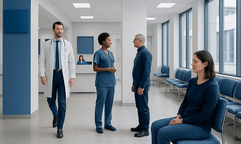 Keto Friendly Vegetables: A Complete Medical Overview 7 Medical professionals and patient in hospital waiting area at Acibadem Hospitals Group.