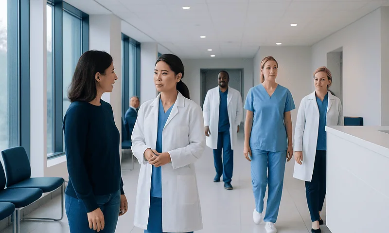 Lactic Acid for Skin: An Evidence-Based Guide for Patients 5 Medical team discussing patient care in hospital corridor.